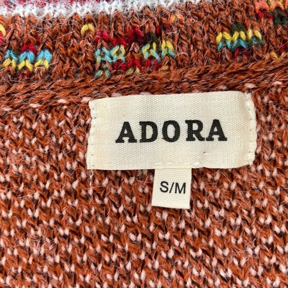 Adora Rust Orange Open Front Boho Tribal‎ Aztec Fringe Cardigan Sweater Size S/M - Picture 8 of 8